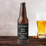Man myth legend photo birthday party beer bottle label<br><div class="desc">A classic black background.   Text: The Man,  The Myth,  The Legend. Personalize and add his name</div>