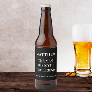 Man myth legend photo birthday party beer bottle label
