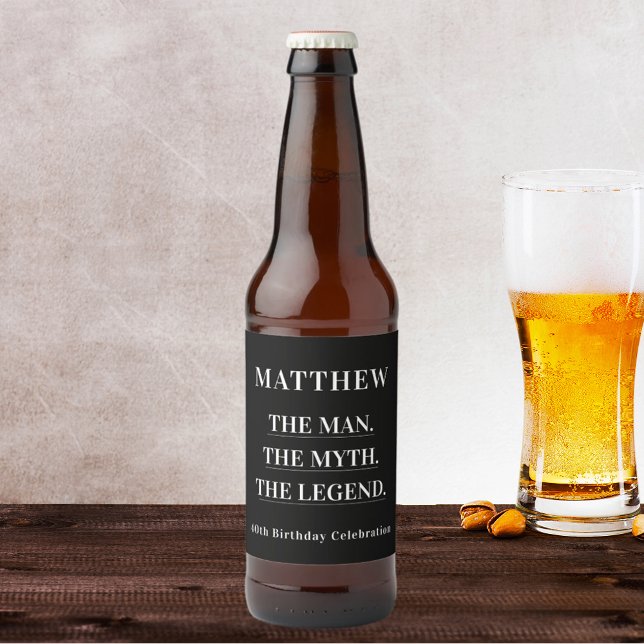 Man myth legend photo birthday party beer bottle label (Creator Uploaded)
