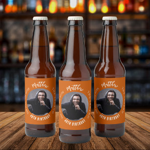 Man myth legend photo burnt orange birthday party beer bottle label