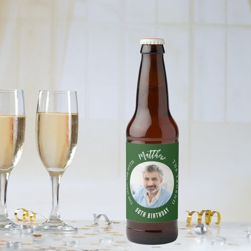 Man myth legend photo emerald green birthday party beer bottle label