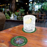 Man myth legend photo emerald green birthday party round paper coaster<br><div class="desc">A emerald green background.   Text: The Man,  The Myth,  The Legend. Personalize and add his name,  age and photo.</div>