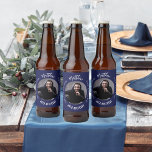 Man myth legend photo navy blue birthday party beer bottle label<br><div class="desc">A classic navy blue background.   Text: The Man,  The Myth,  The Legend. Personalize and add his name,  age and photo. White text.</div>