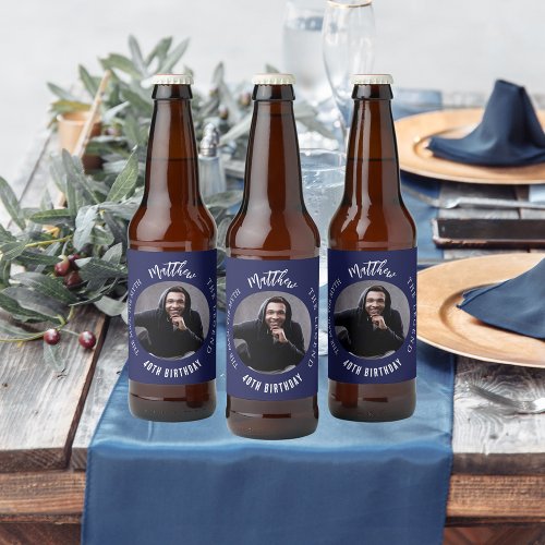 Man myth legend photo navy blue birthday party beer bottle label