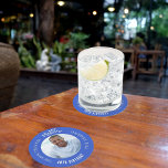 Man myth legend photo royal blue birthday party round paper coaster<br><div class="desc">A trendy royal blue background.   Text: The Man,  The Myth,  The Legend. Personalize and add his name,  age and photo.</div>