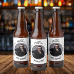 Man myth legend photo white black birthday party beer bottle label<br><div class="desc">A stylish white background.   Text: The Man,  The Myth,  The Legend. Personalize and add his name,  age and photo. Black text.</div>