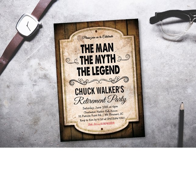 Man Myth Legend Retirement Invitation (Creator Uploaded)