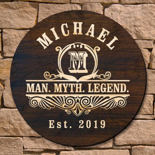 Man Myth Legend Stylish Engraved Birch Wood Art (Front)