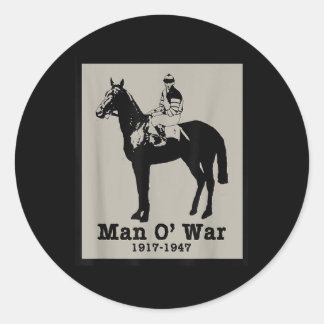 Man O War Vintage Race Horse Classic Round Sticker