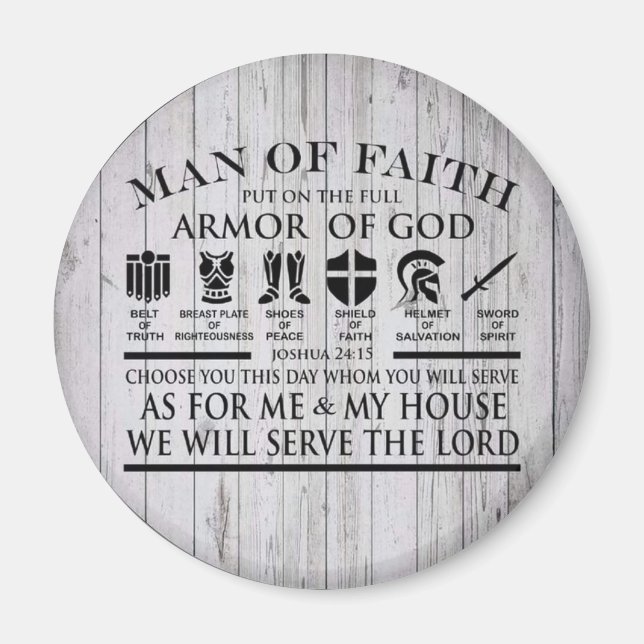 Man Of Faith Armor of god Magnet (Front)