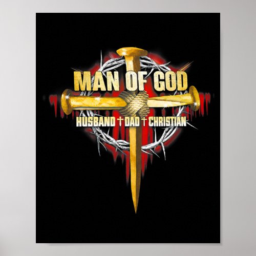 Man Of God Husband Dad Christian Jesus Apparel Poster