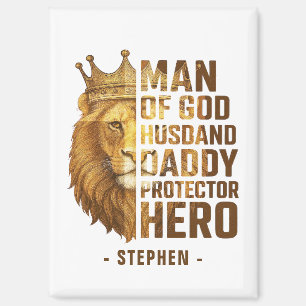 Man of God Lion Crown Design – Husband, Daddy Magnet