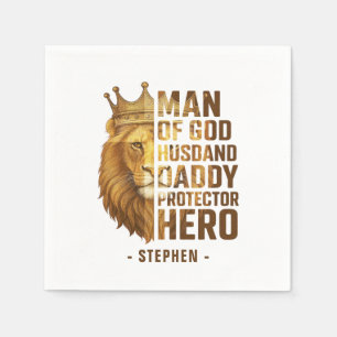 Man of God Lion Crown Design – Husband, Daddy Napkins