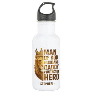Man of God Lion Crown Design – Husband, Daddy Stainless Steel Water Bottle