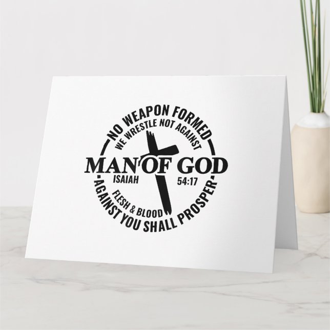 Man of God, No Weapon Formed Against Me Shall Pros Card (Front)