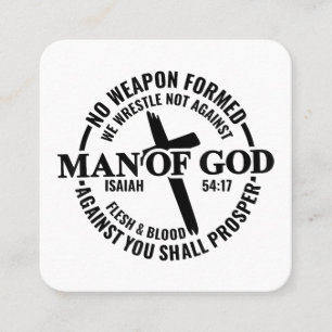 Man of God, No Weapon Formed Against Me Shall Pros Square Business Card