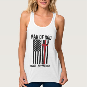 Man of God Patriotic Cross Christian Shirt Design_