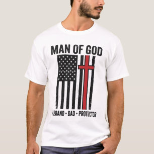 Man of God Patriotic Cross Christian Shirt Design_