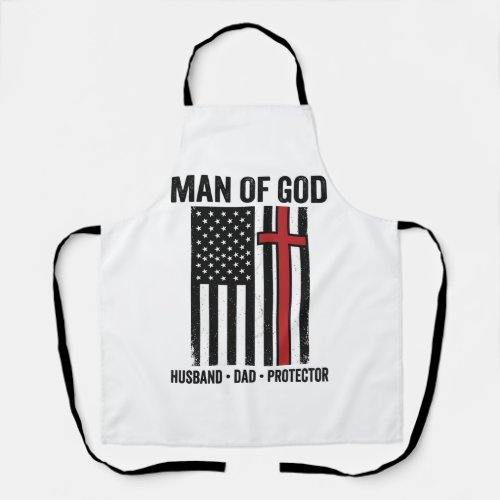 Man of God Patriotic Cross Christian Shirt Design_ Apron