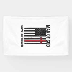 Man of God Patriotic Cross Christian Shirt Design_ Banner