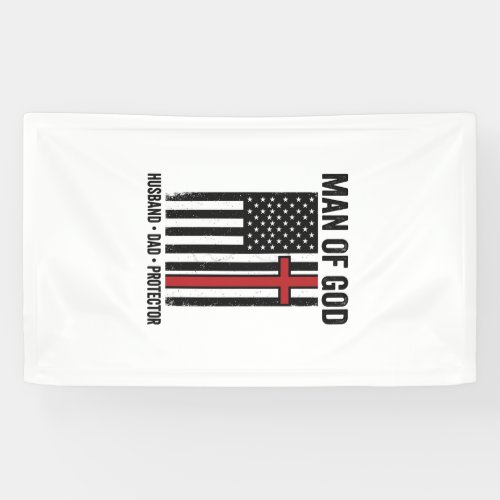 Man of God Patriotic Cross Christian Shirt Design_ Banner