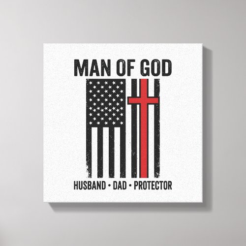 Man of God Patriotic Cross Christian Shirt Design_ Canvas Print
