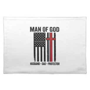 Man of God Patriotic Cross Christian Shirt Design_ Cloth Placemat