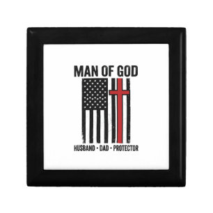 Man of God Patriotic Cross Christian Shirt Design_ Gift Box