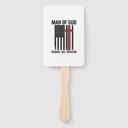 Man of God Patriotic Cross Christian Shirt Design_ Hand Fan