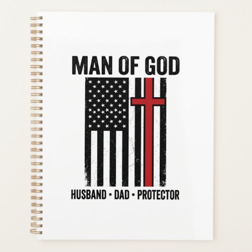 Man of God Patriotic Cross Christian Shirt Design_ Planner