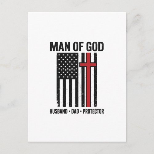 Man of God Patriotic Cross Christian Shirt Design_ Postcard