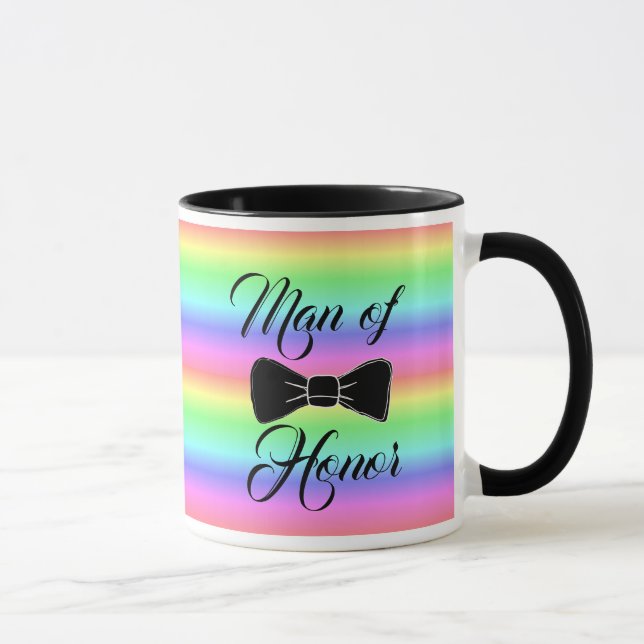 Man of Honor Black Bow Tie Coffee Mug (Right)
