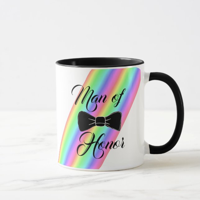 Man of Honor Black Bow Tie Coffee Mug (Right)