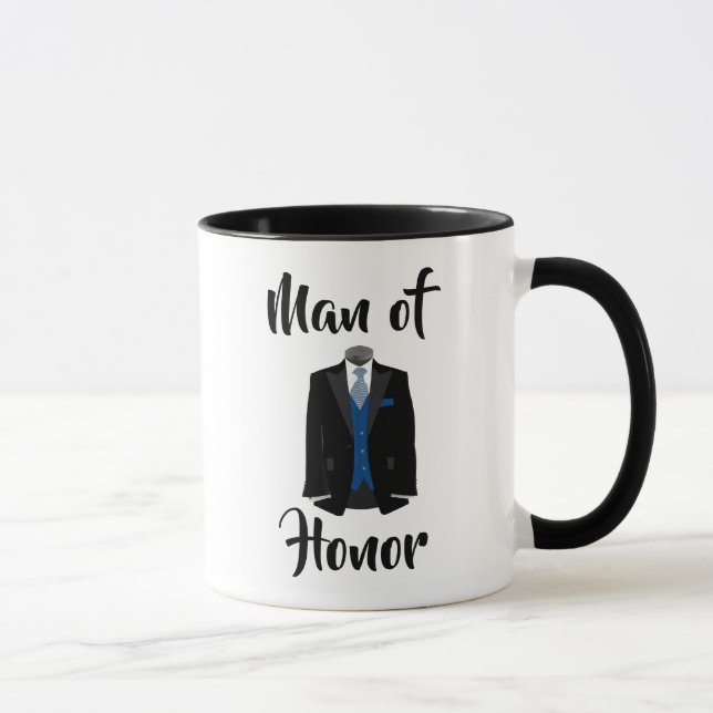 Man of Honor Blue Tuxedo Wedding Coffee Mug (Right)