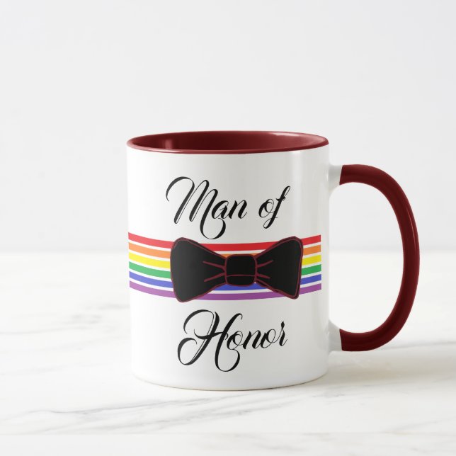 Man of Honor Burgundy  Bow Tie Coffee Mug (Right)