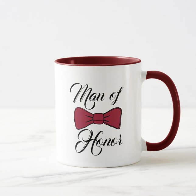 Man of Honor Burgundy  Bow Tie Coffee Mug (Right)