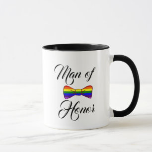 Man of Honor Rainbow Bow Tie Coffee Mug