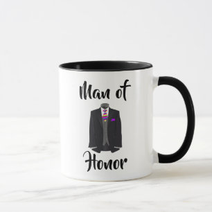 Man of Honor Rainbow Tie Tuxedo Wedding Mug