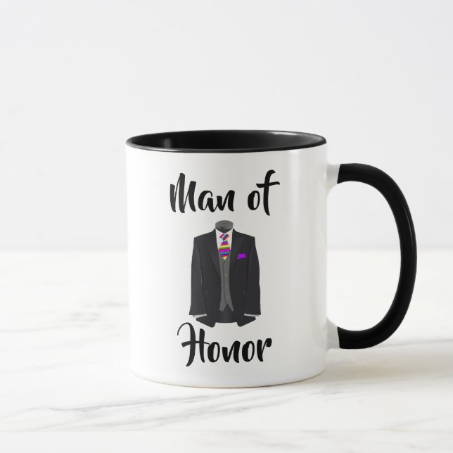 Man of Honor Rainbow Tie  Tuxedo Wedding Mug (Right)