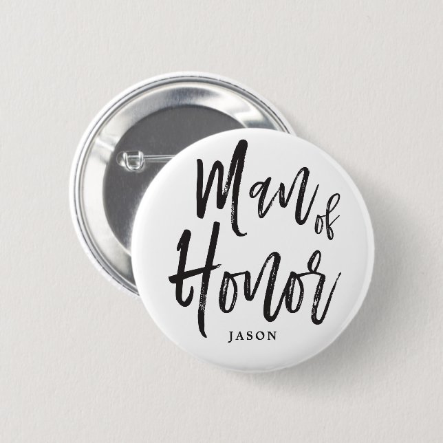 Man of Honor | Script Style Custom Wedding Button (Front & Back)