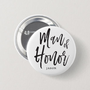 Man of Honor   Script Style Custom Wedding Button