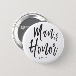 Man of Honor   Script Style Custom Wedding Button