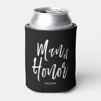Man Of Honor | Script Style Custom Wedding Can Cooler by colorjungle at Zazzle
