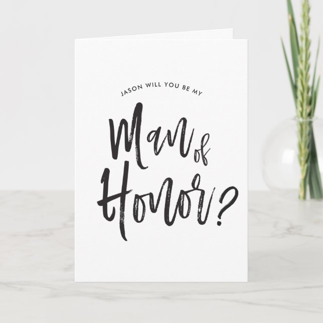 Man of Honor | Script Style Custom Wedding Card (Front)