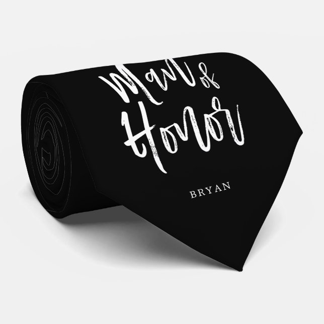 Man of Honor | Script Style Customized Wedding Neck Tie (Rolled)