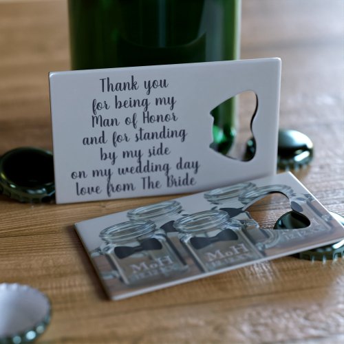Man of Honor Thank You Credit Card Bottle Opener