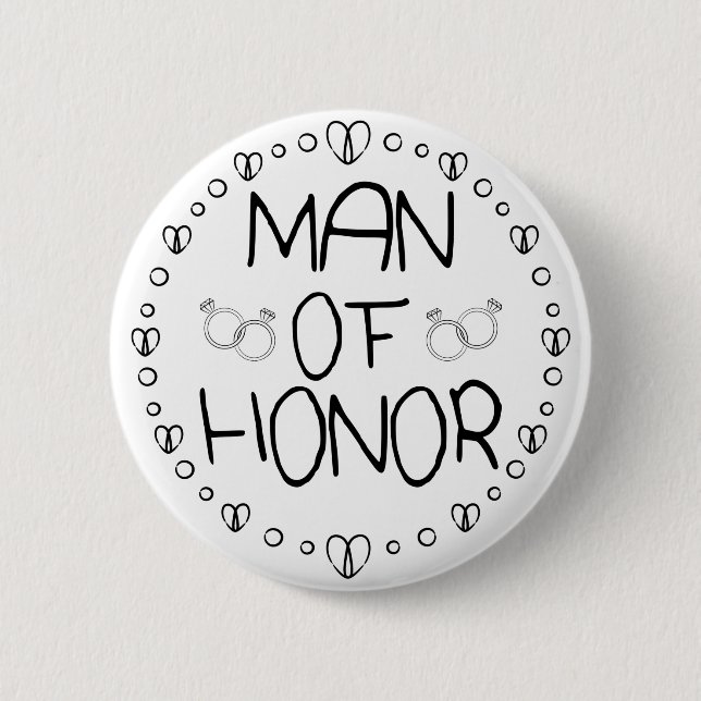 Man of Honor Wedding Button (Front)