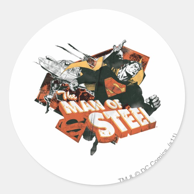 Man of Steel Collage Classic Round Sticker (Front)