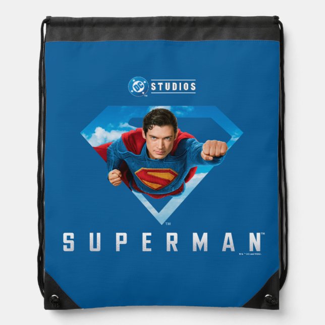 Man of Steel in Flight Drawstring Bag (Front)