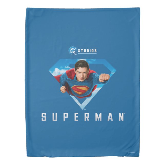 Man of Steel in Flight Duvet Cover (Front)